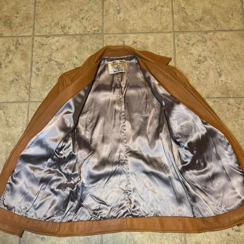 Vintage Genuine Deerskin Leather Coat Custom Made Brown Quilted Western Jacket
